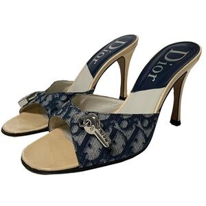 Dior Blue and Cream Stiletto Sandals